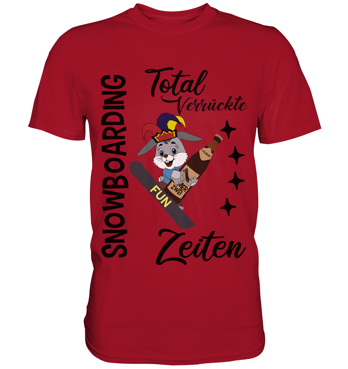 Snowboarding,verrückte Zeiten, Osterhase mit Bierflasche, Faschingsmütze - Classic Shirt