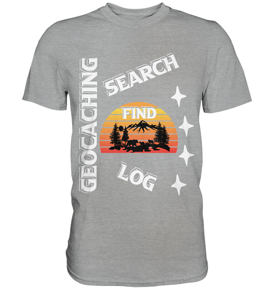 Geocaching-SEARCH-FIND-LOG, Cache Helles Design, Mounten - Classic Shirt