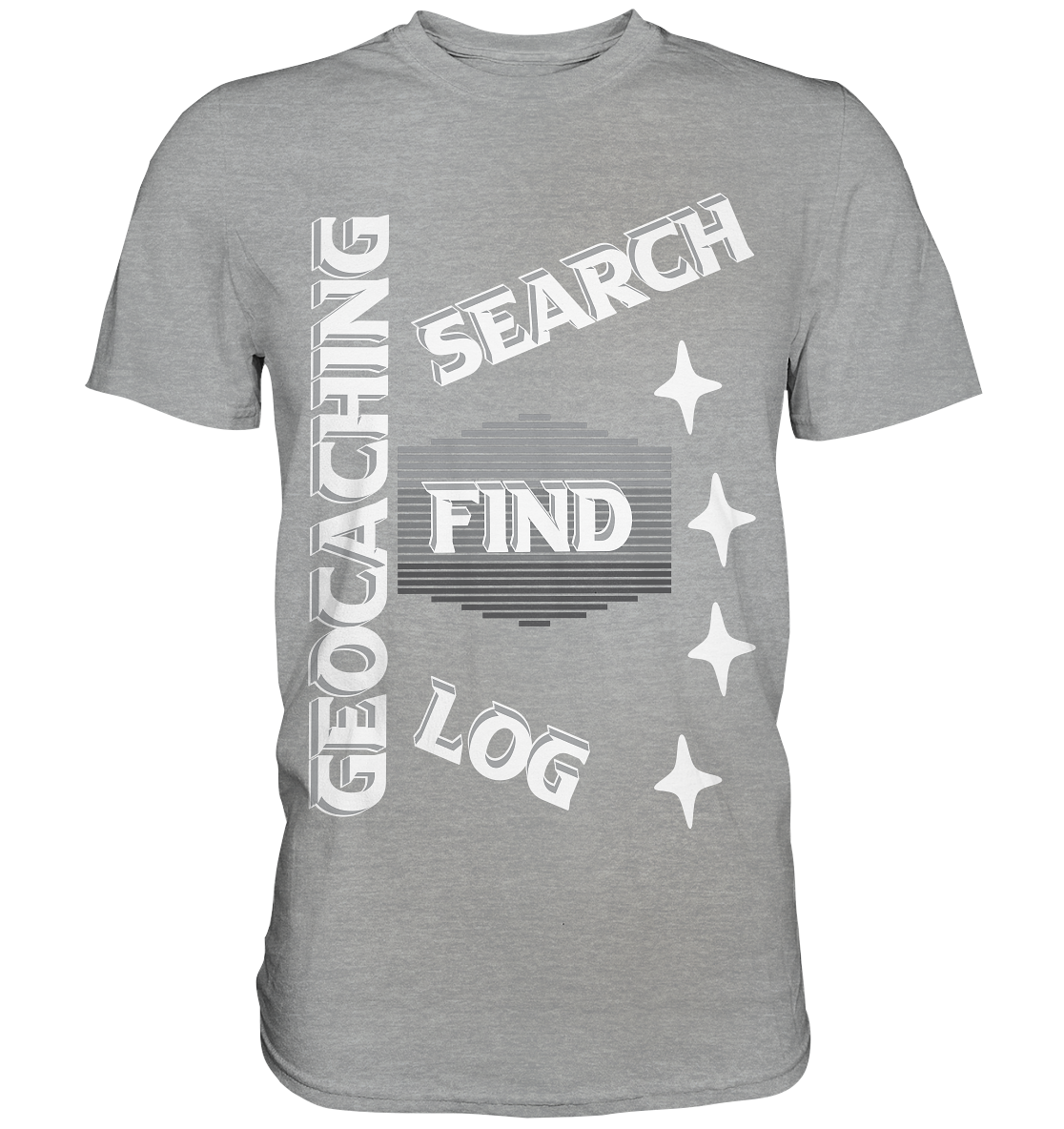 Geocaching-SEARCH-FIND-LOG, Cache Helles Disign Sterne - Classic Shirt