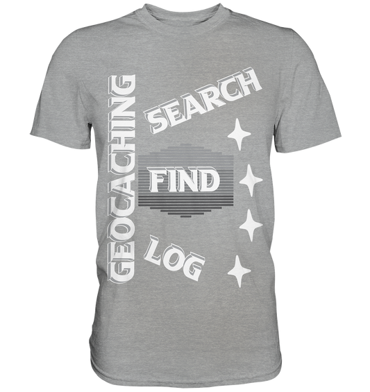 Geocaching-SEARCH-FIND-LOG, Cache Helles Disign Sterne - Classic Shirt