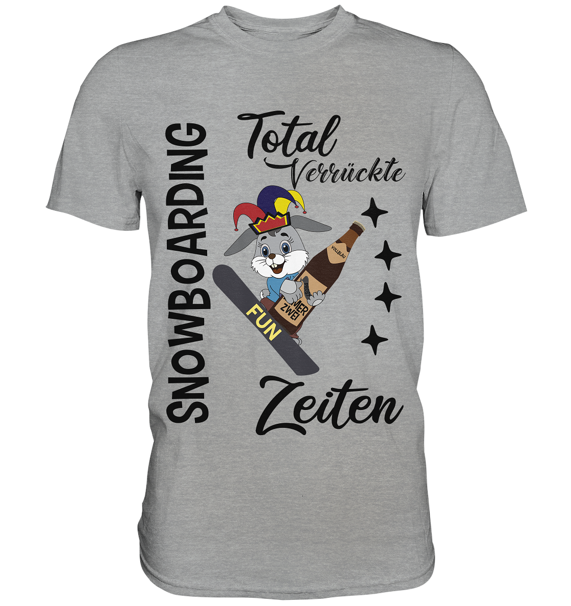 Snowboarding,verrückte Zeiten, Osterhase mit Bierflasche, Faschingsmütze - Classic Shirt