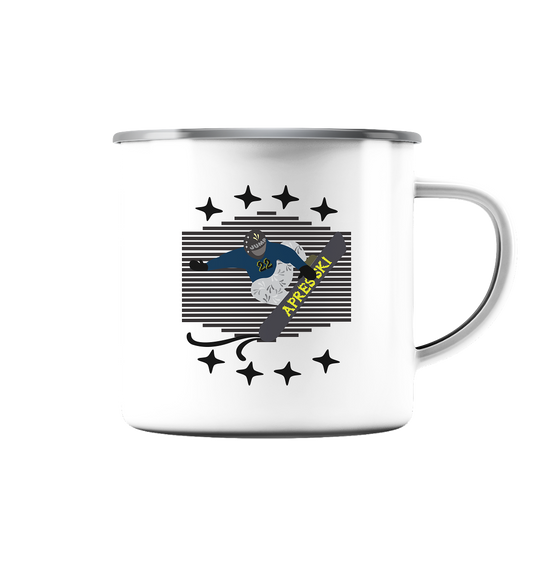 Snowboarding, Apres- Ski, Snowboard, - Emaille Tasse (Silber)