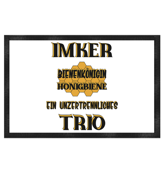 Imker- Bienenkönigin und Honigbiene einTeam, schwarzes Design - Fußmatte 60x40cm