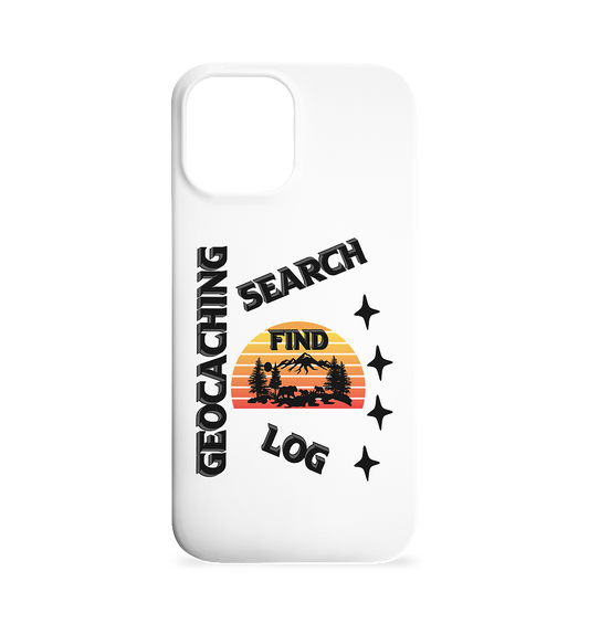 Geocaching, Suchen, Finden und Log,  Geocache Schwarzes Design - Iphone 12 Max Handyhülle
