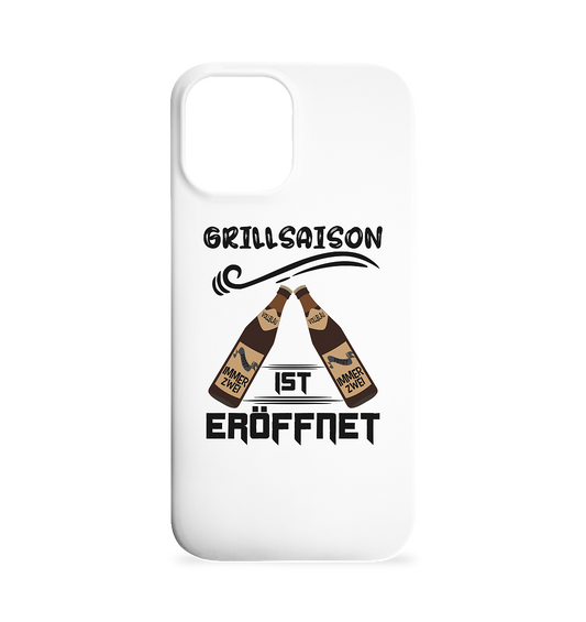 Grillsaison ist eröffnet, Grillen, Party, Feiern, Schwarzes Design - Iphone 12 Max Handyhülle