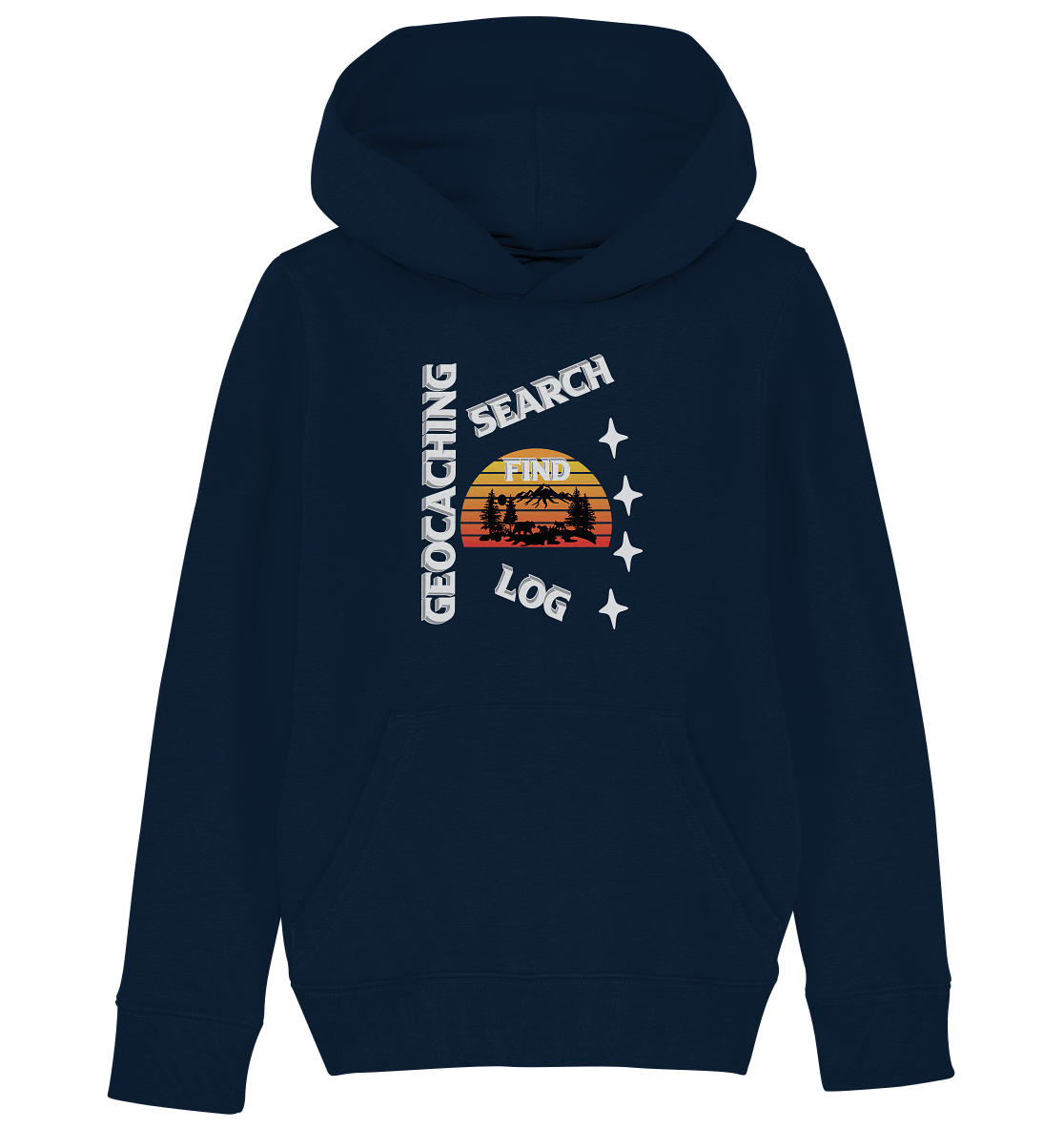 Geocaching-SEARCH-FIND-LOG, Cache Helles Design, Mounten - Kids Organic Hoodie