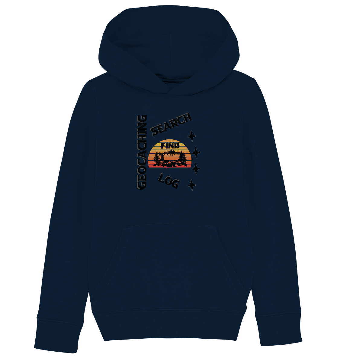 Geocaching, Suchen, Finden und Log,  Geocache Schwarzes Design - Kids Organic Hoodie