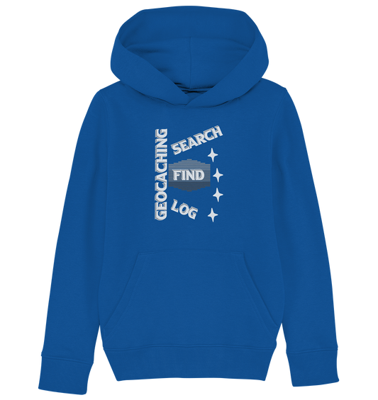 Geocaching-SEARCH-FIND-LOG, Cache Helles Disign Sterne - Kids Organic Hoodie