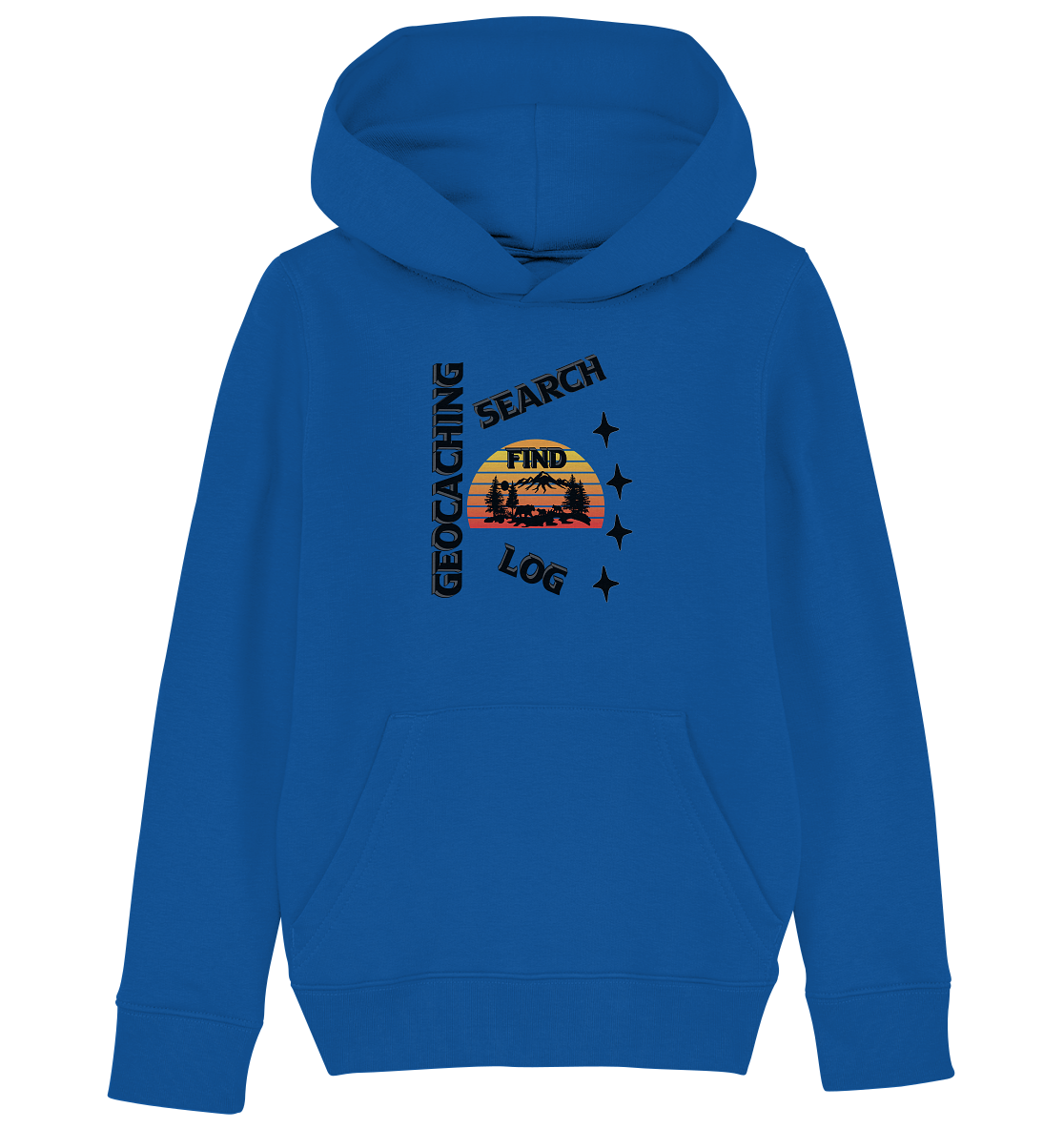 Geocaching, Suchen, Finden und Log,  Geocache Schwarzes Design - Kids Organic Hoodie