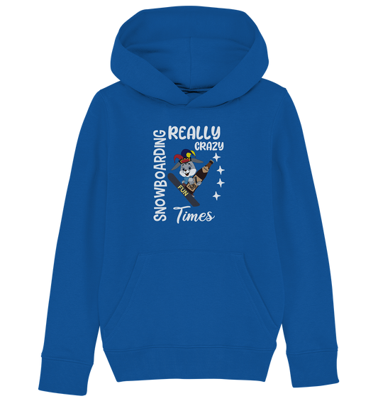 Snowboarding, Crazy Times, Snowboarder, Party - Kids Organic Hoodie