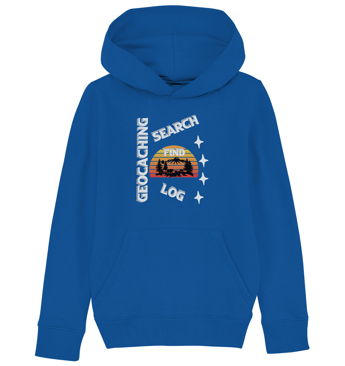 Geocaching-SEARCH-FIND-LOG, Cache Helles Design, Mounten - Kids Organic Hoodie