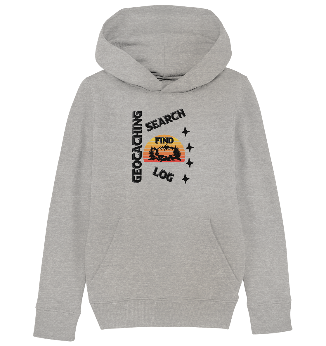 Geocaching, Suchen, Finden und Log,  Geocache Schwarzes Design - Kids Organic Hoodie