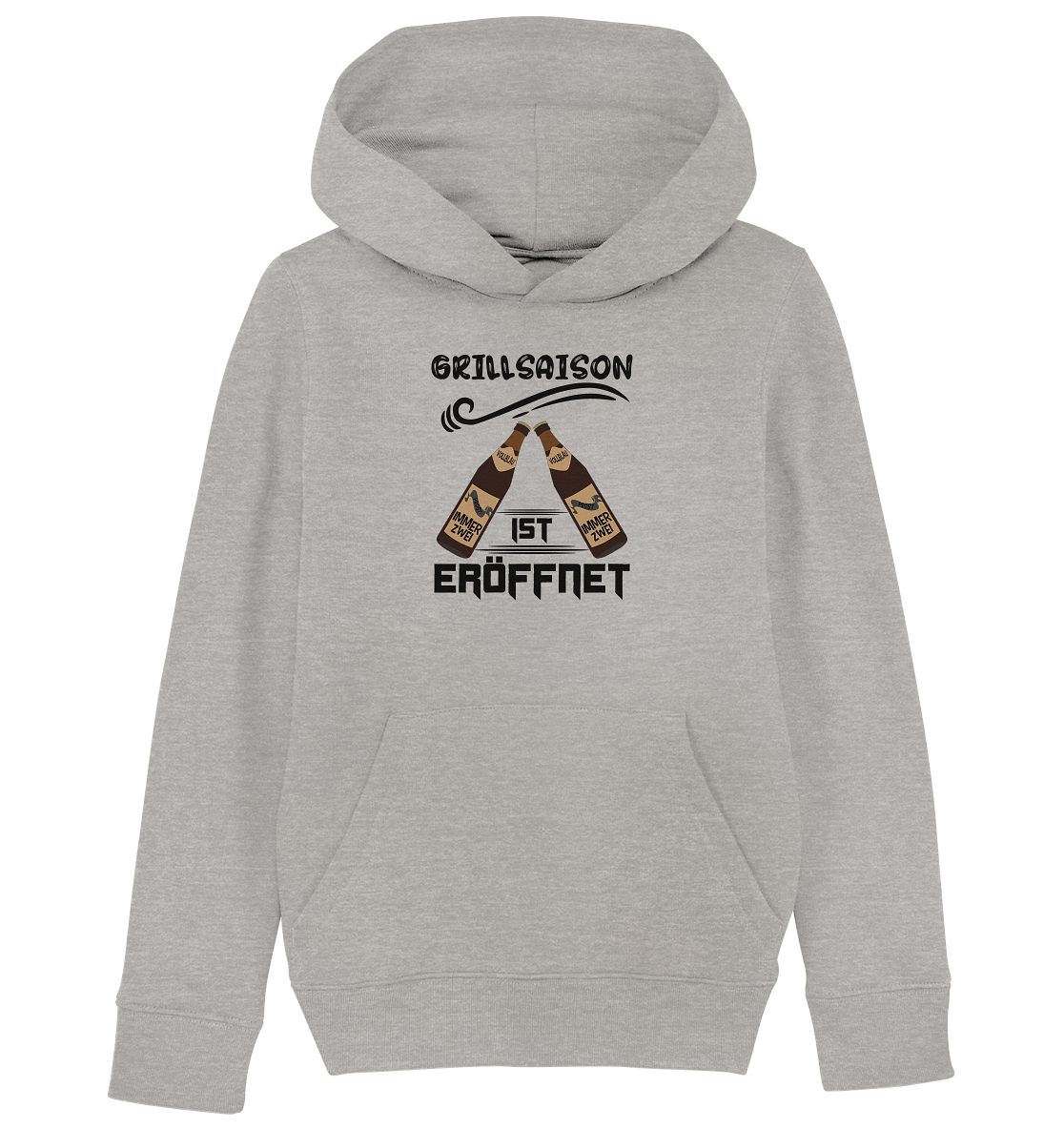 Grillsaison ist eröffnet, Grillen, Party, Feiern, Schwarzes Design - Kids Organic Hoodie