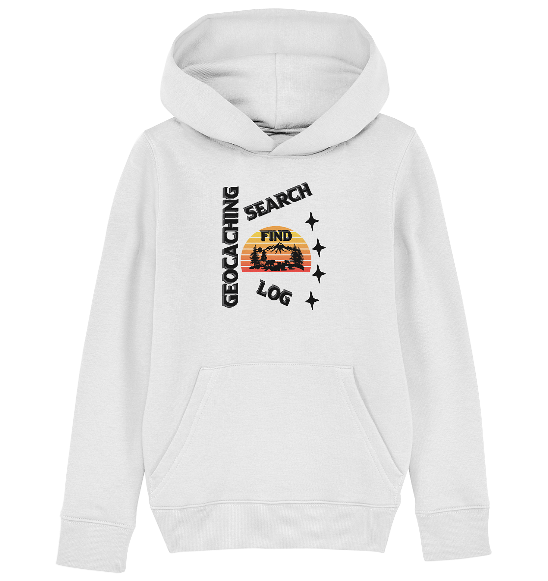 Geocaching, Suchen, Finden und Log,  Geocache Schwarzes Design - Kids Organic Hoodie