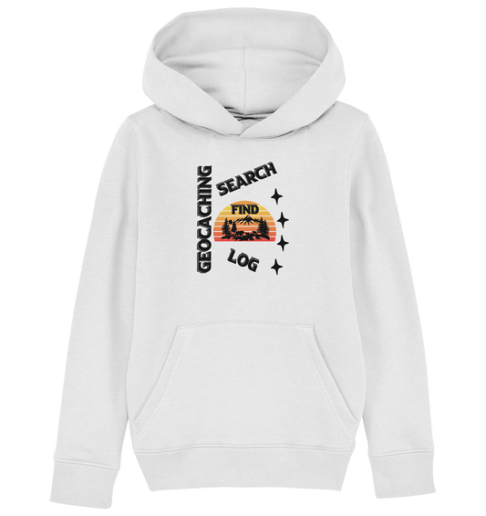 Geocaching, Suchen, Finden und Log,  Geocache Schwarzes Design - Kids Organic Hoodie