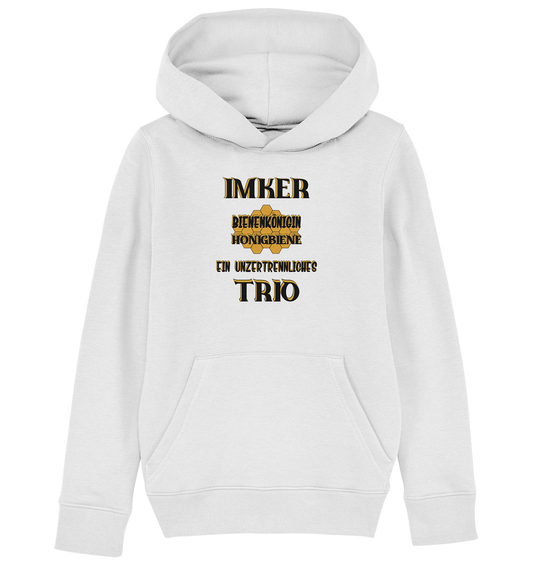 Imker- Bienenkönigin und Honigbiene einTeam, schwarzes Design - Kids Organic Hoodie