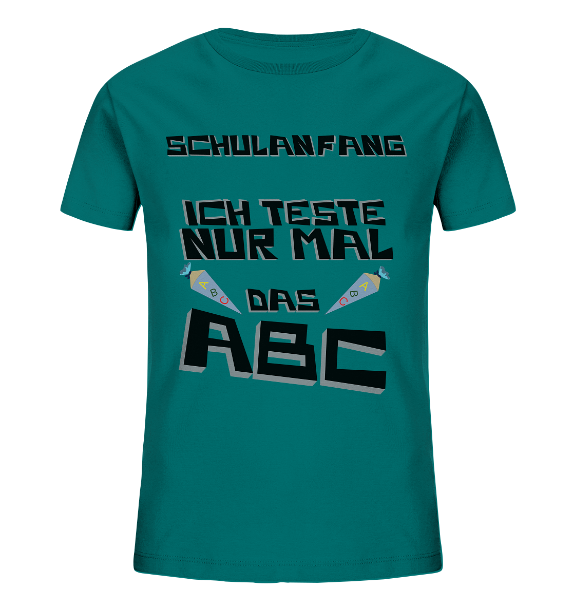 Schulanfang Schwarzes Design, Einschulung, Zuckettüte - Kids Organic Shirt