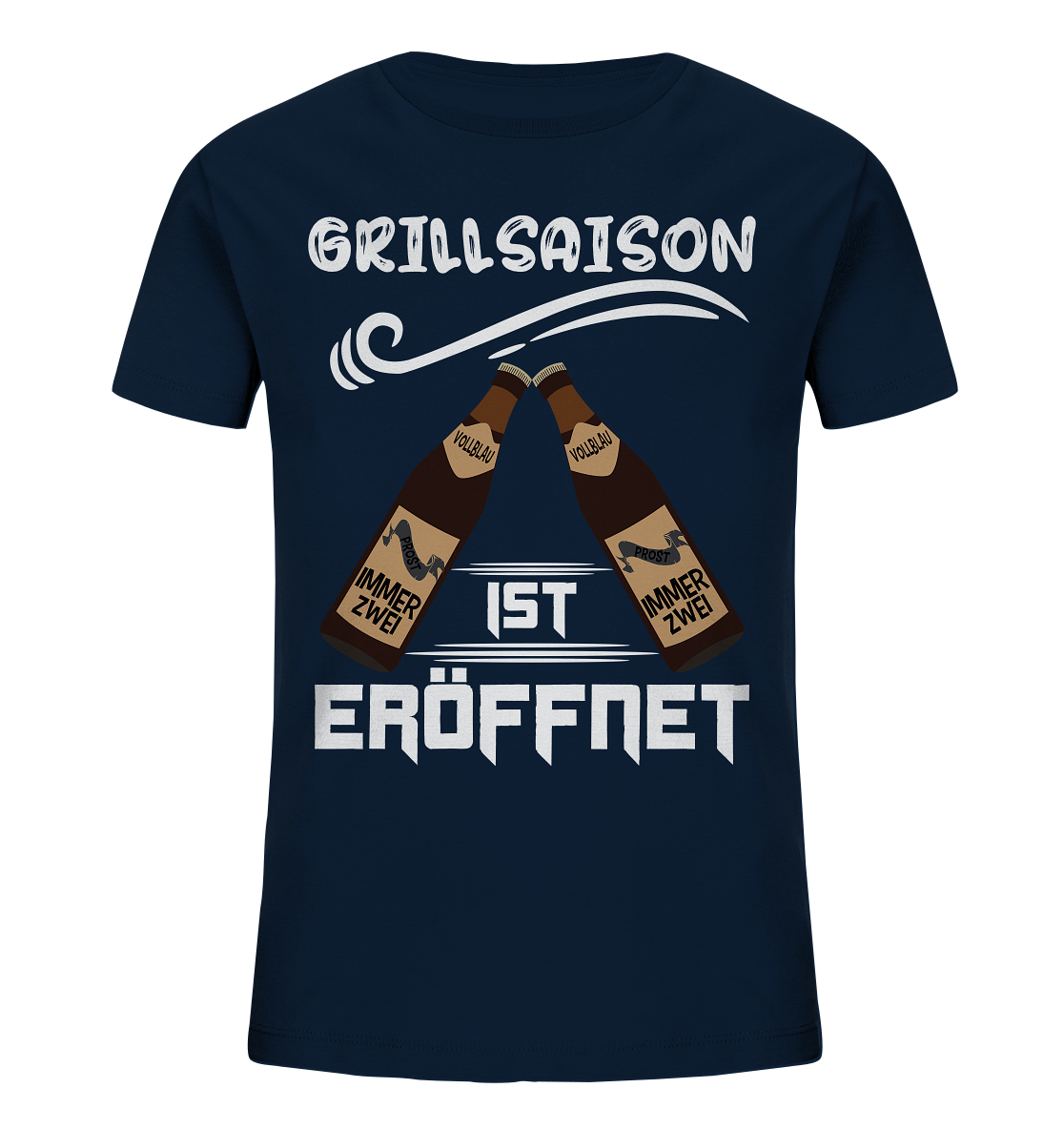 Grillsaison ist eröffnet, Grillen, Party, Feiern, Helles Design - Kids Organic Shirt