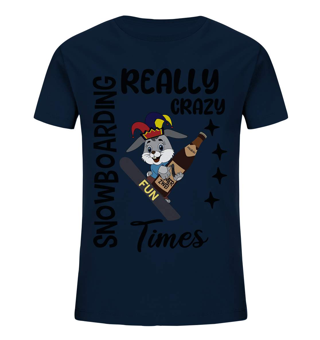 Snowboarding, really crazy, Osterhase mit Bierflasche  - Kids Organic Shirt