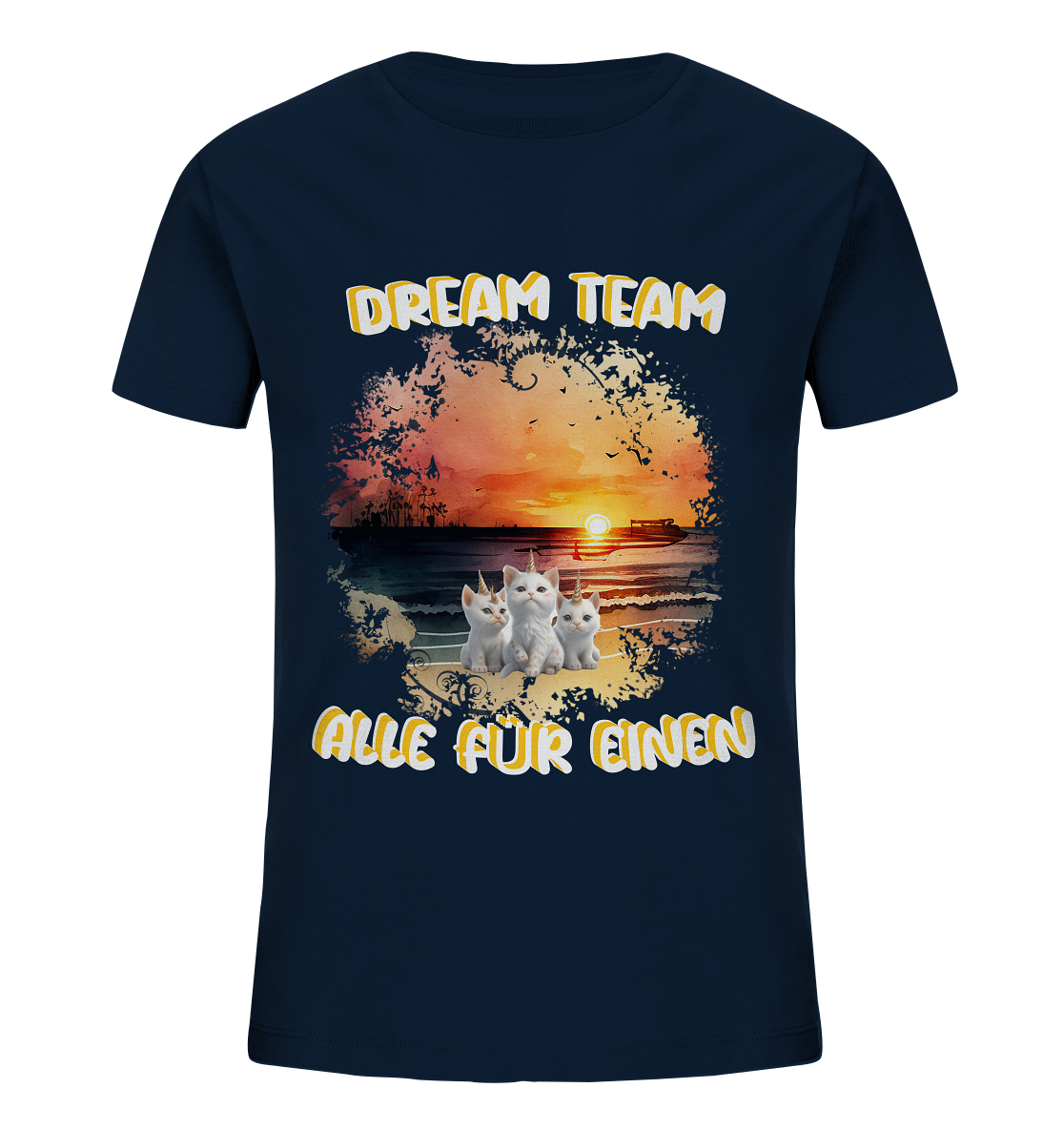 Dream Team, Einhorn Katzen Shirt, streetwear, casual t shirt, No 3 - Kids Organic Shirt