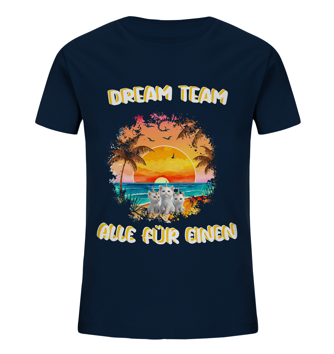 Dream Team, Einhorn Katzen Shirt, streetwear, casual t shirt - Kids Organic Shirt