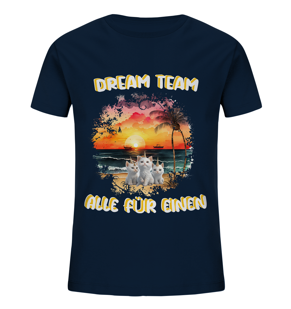 Dream Team, Einhorn Katzen Shirt, streetwear, casual t shirt, No 4 - Kids Organic Shirt