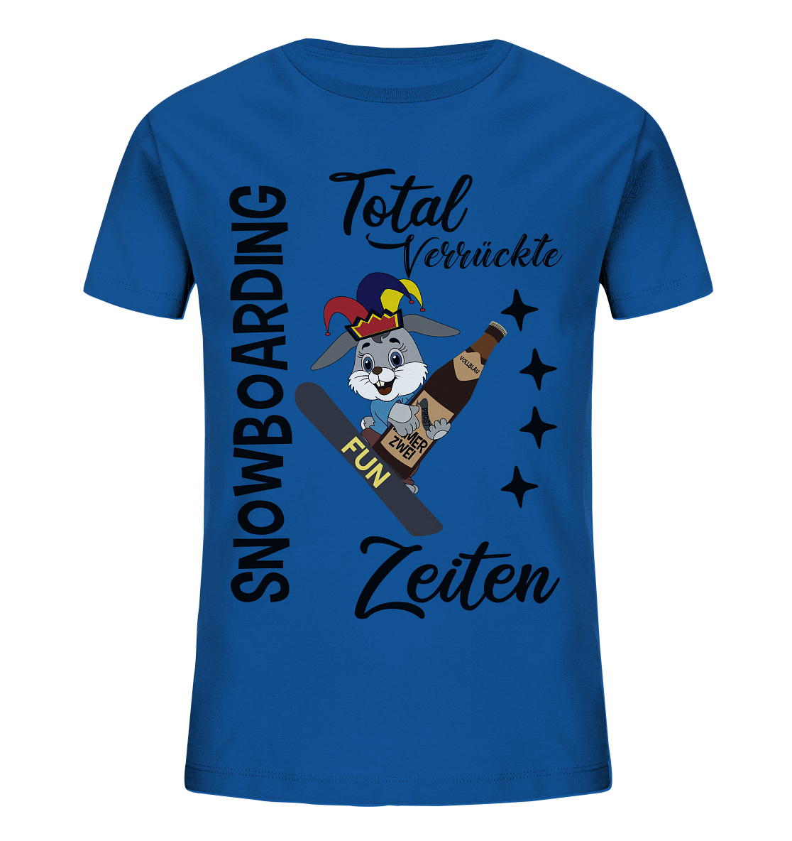 Snowboarding,verrückte Zeiten, Osterhase mit Bierflasche, Faschingsmütze - Kids Organic Shirt