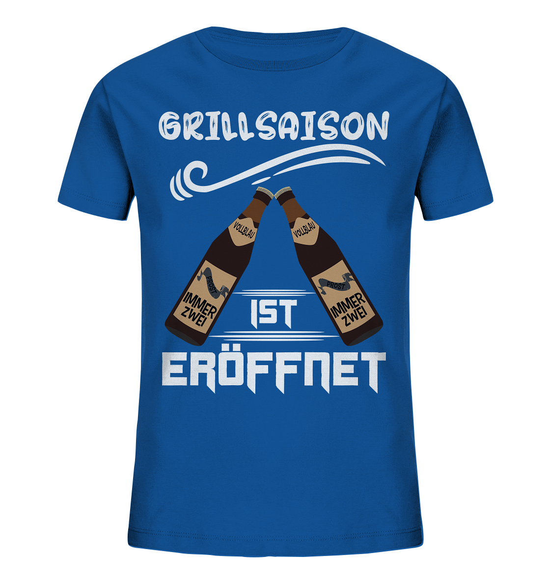 Grillsaison ist eröffnet, Grillen, Party, Feiern, Helles Design - Kids Organic Shirt