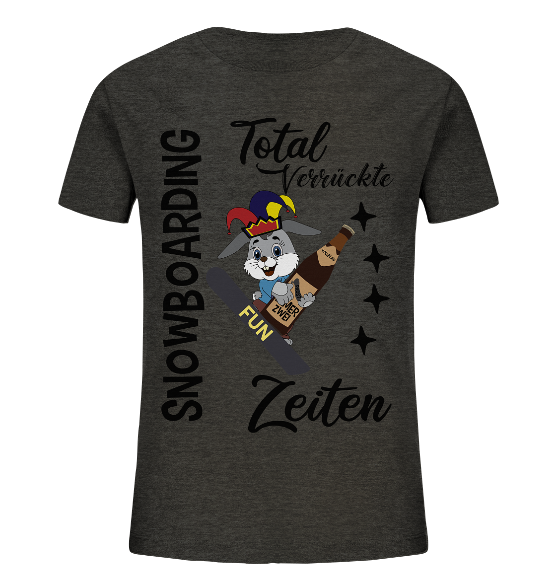 Snowboarding,verrückte Zeiten, Osterhase mit Bierflasche, Faschingsmütze - Kids Organic Shirt