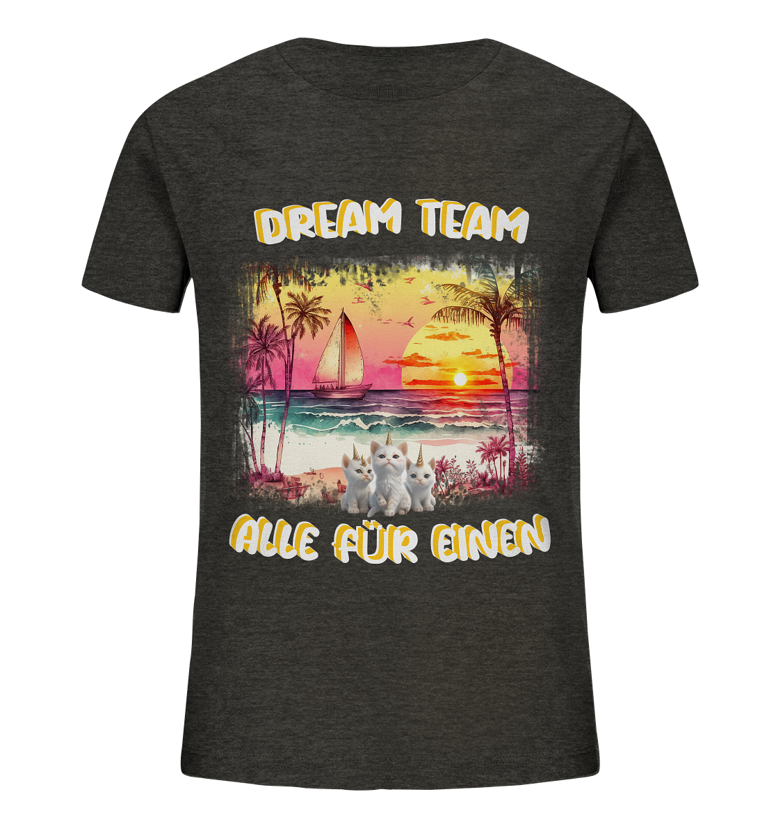 Dream Team, Einhorn Katzen Shirt, streetwear, casual t shirt, No 7 - Kids Organic Shirt