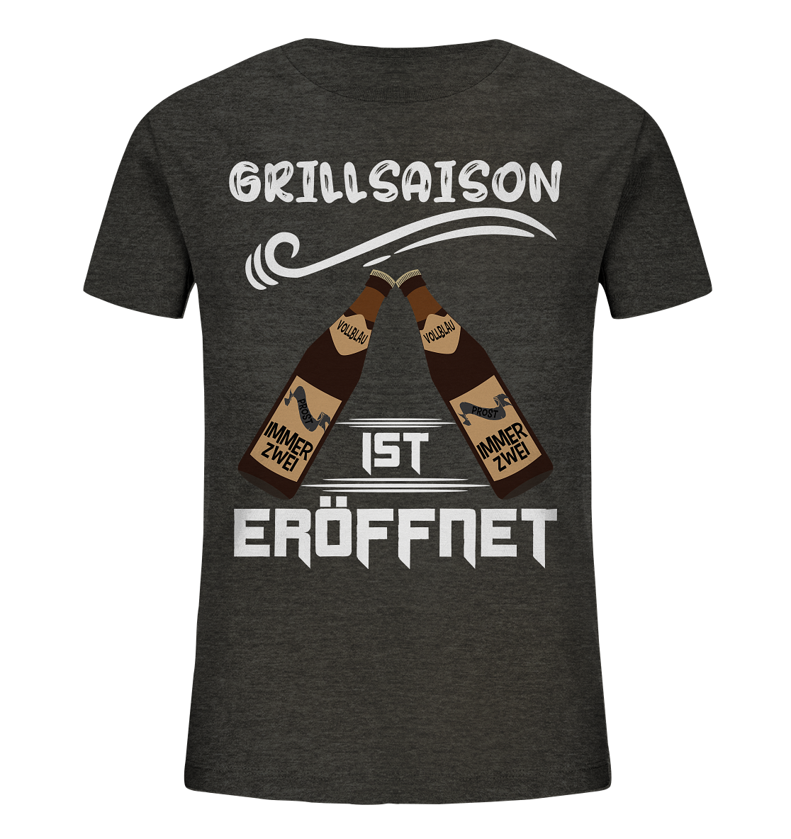 Grillsaison ist eröffnet, Grillen, Party, Feiern, Helles Design - Kids Organic Shirt