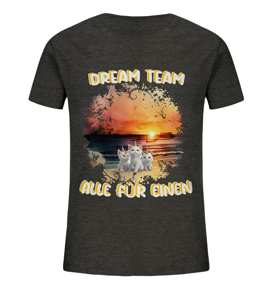 Dream Team, Einhorn Katzen Shirt, streetwear, casual t shirt, No 3 - Kids Organic Shirt