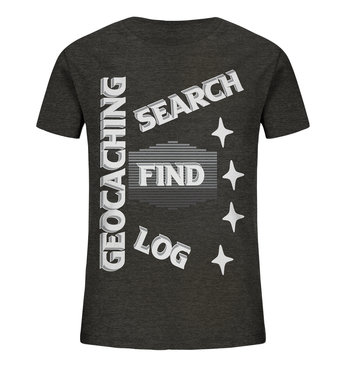 Geocaching-SEARCH-FIND-LOG, Cache Helles Disign Sterne - Kids Organic Shirt