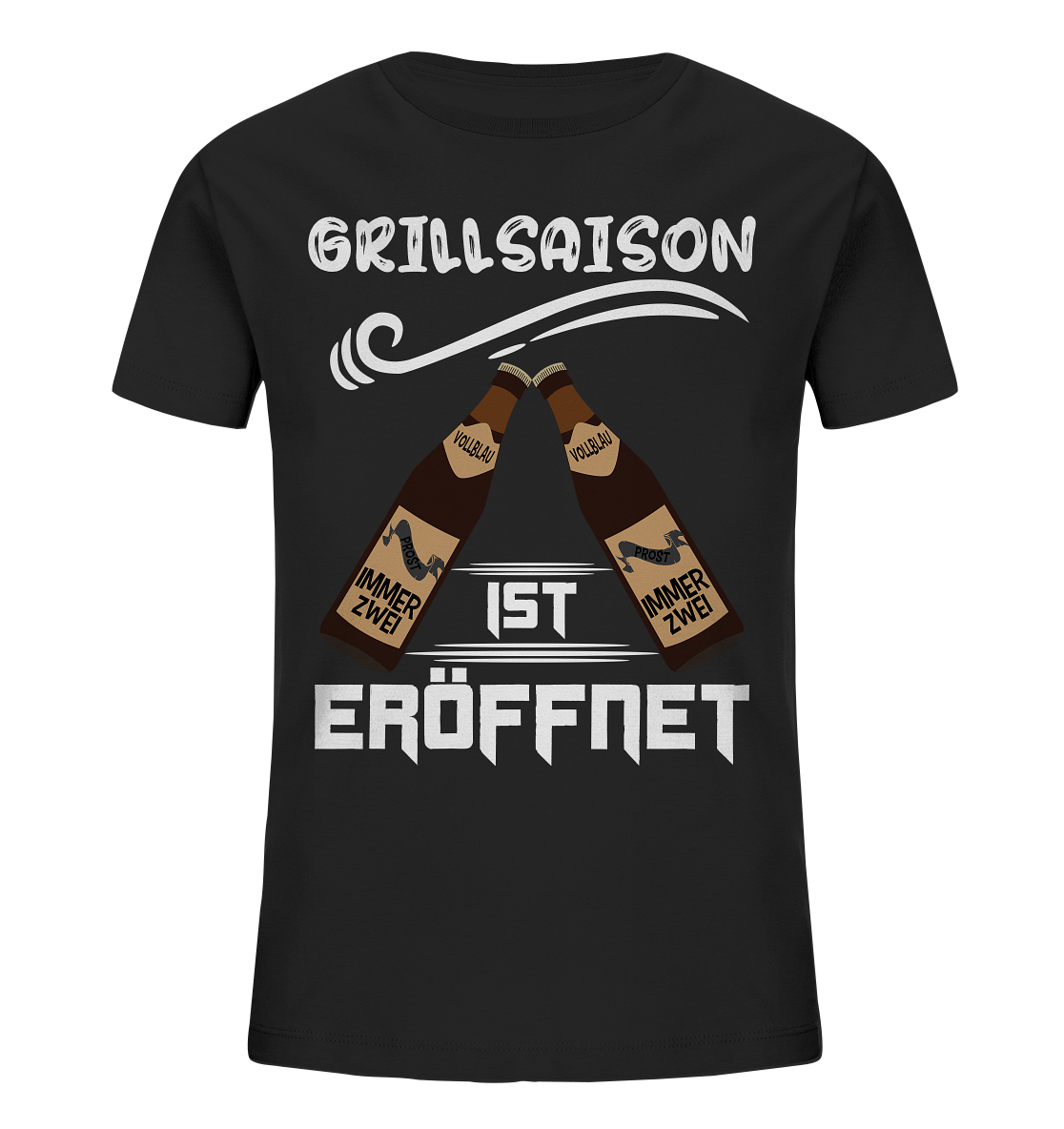 Grillsaison ist eröffnet, Grillen, Party, Feiern, Helles Design - Kids Organic Shirt