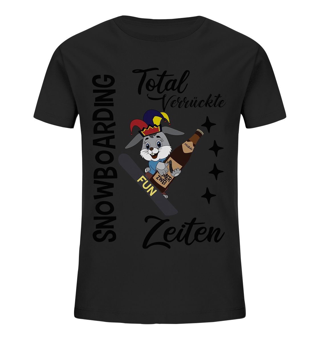 Snowboarding,verrückte Zeiten, Osterhase mit Bierflasche, Faschingsmütze - Kids Organic Shirt