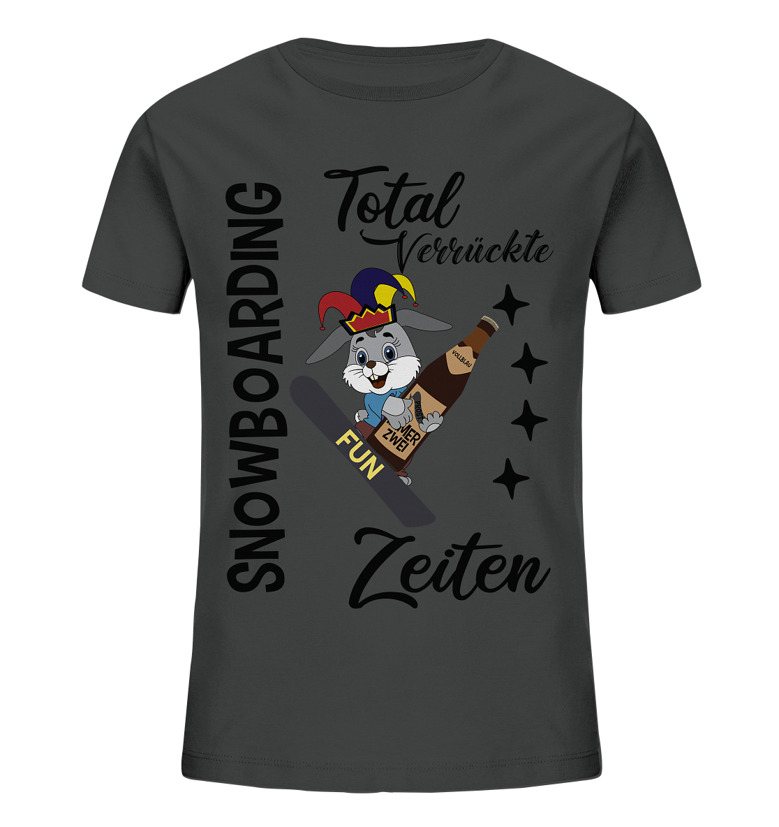 Snowboarding,verrückte Zeiten, Osterhase mit Bierflasche, Faschingsmütze - Kids Organic Shirt