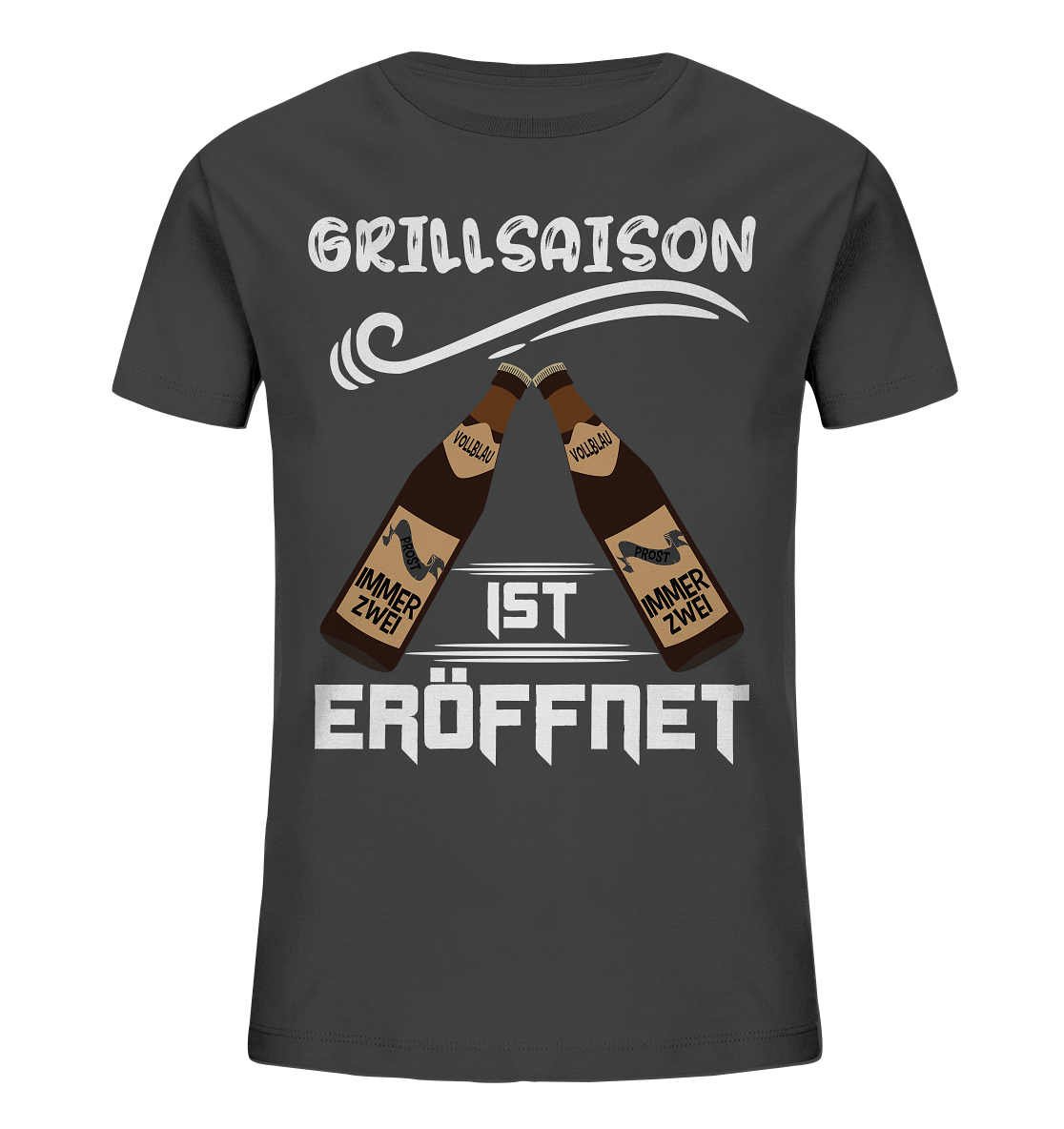 Grillsaison ist eröffnet, Grillen, Party, Feiern, Helles Design - Kids Organic Shirt