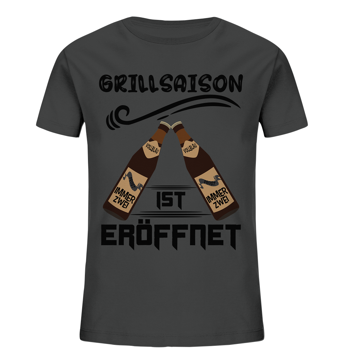 Grillsaison ist eröffnet, Grillen, Party, Feiern, Schwarzes Design - Kids Organic Shirt