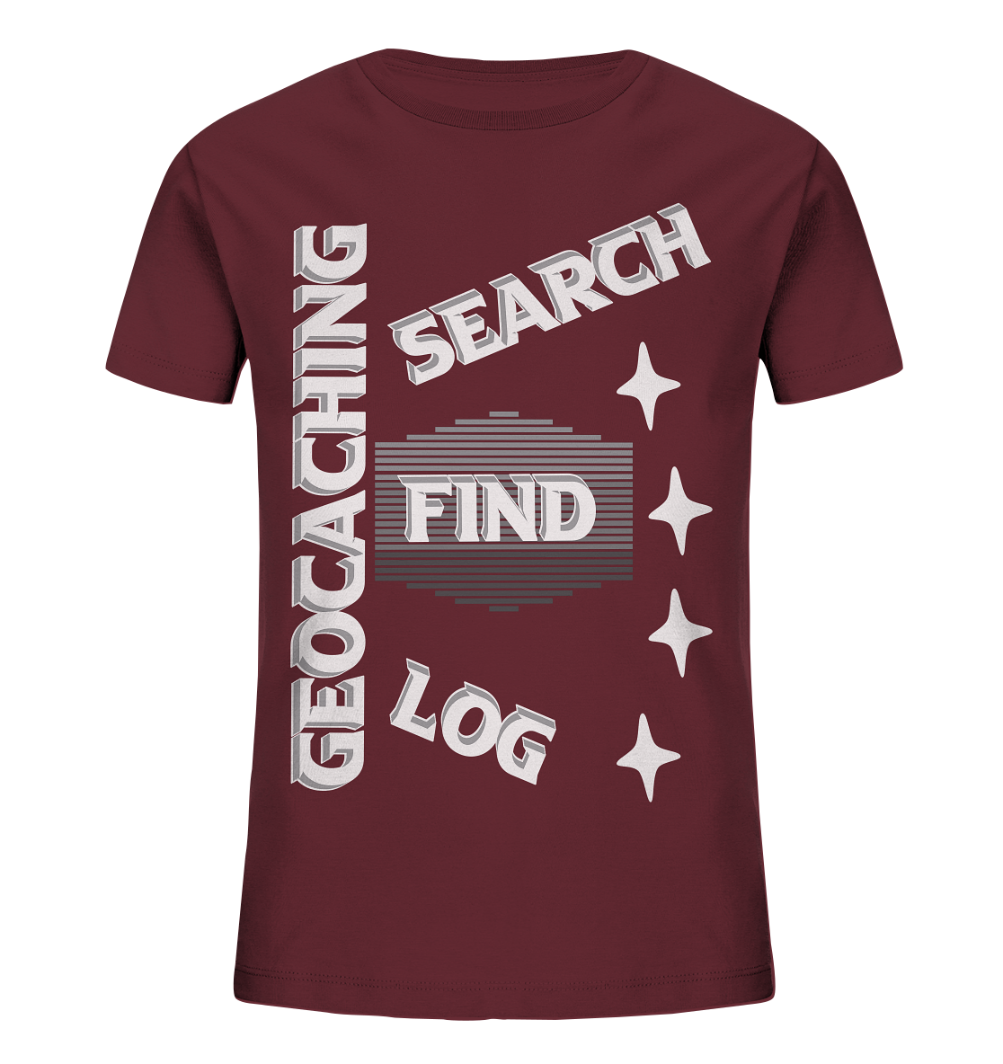 Geocaching-SEARCH-FIND-LOG, Cache Helles Disign Sterne - Kids Organic Shirt