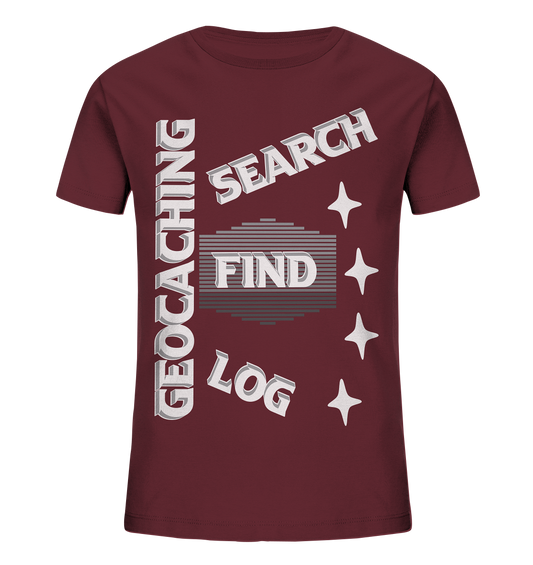 Geocaching-SEARCH-FIND-LOG, Cache Helles Disign Sterne - Kids Organic Shirt