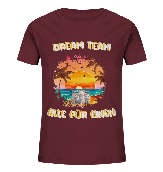 Dream Team, Einhorn Katzen Shirt, streetwear, casual t shirt - Kids Organic Shirt