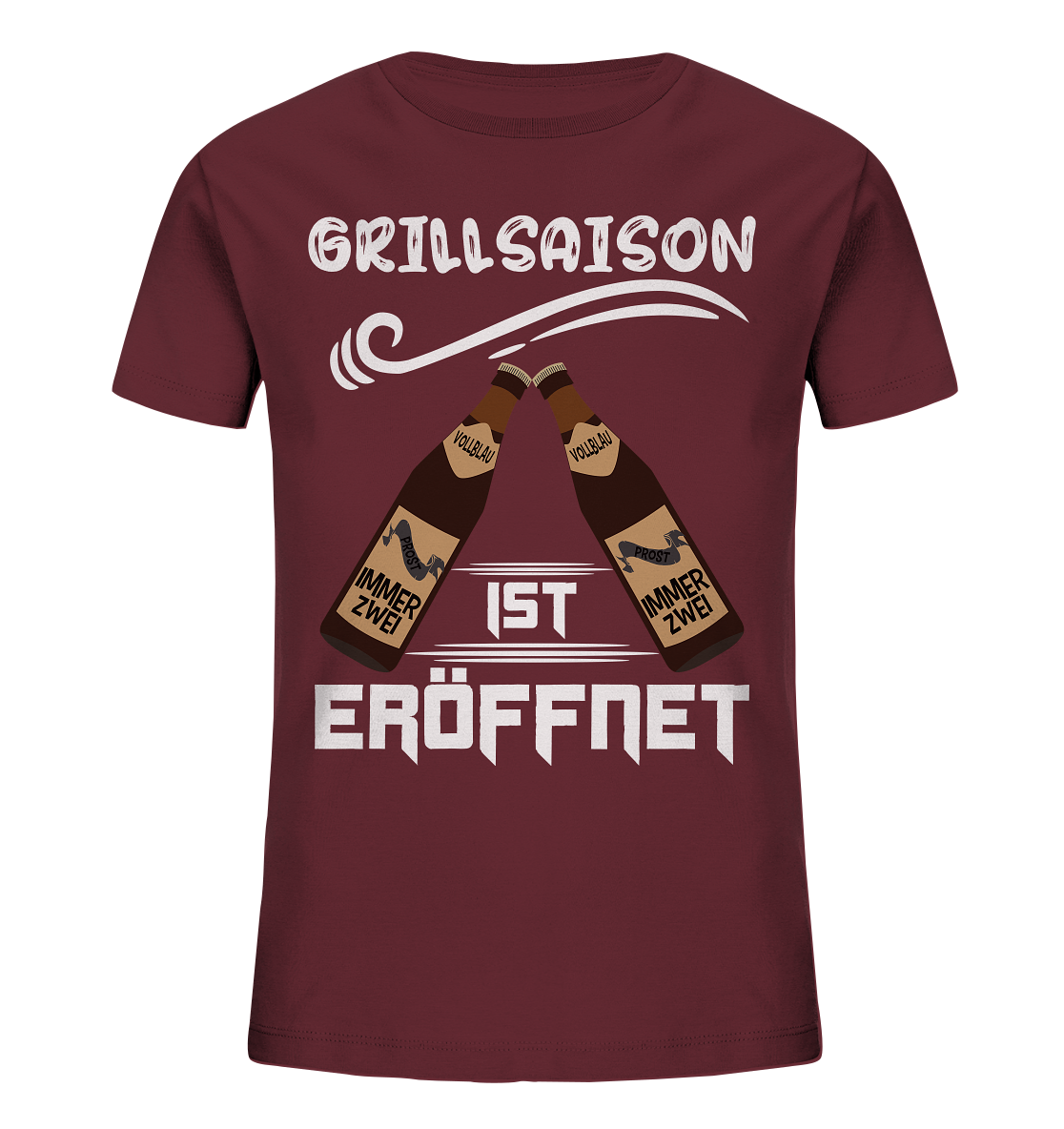 Grillsaison ist eröffnet, Grillen, Party, Feiern, Helles Design - Kids Organic Shirt