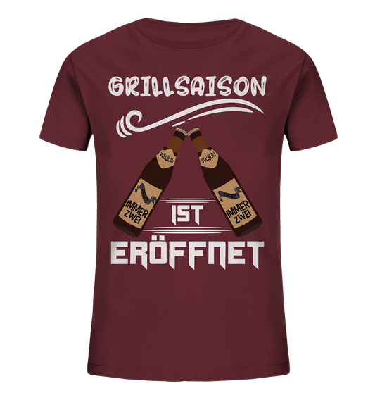 Grillsaison ist eröffnet, Grillen, Party, Feiern, Helles Design - Kids Organic Shirt