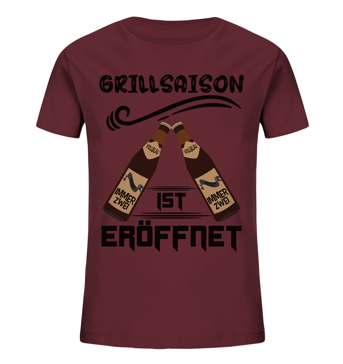 Grillsaison ist eröffnet, Grillen, Party, Feiern, Schwarzes Design - Kids Organic Shirt