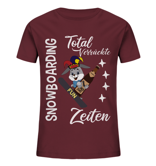 Snowboarding, verrückte Zeiten, Snowboarder, Osterhase - Kids Organic Shirt