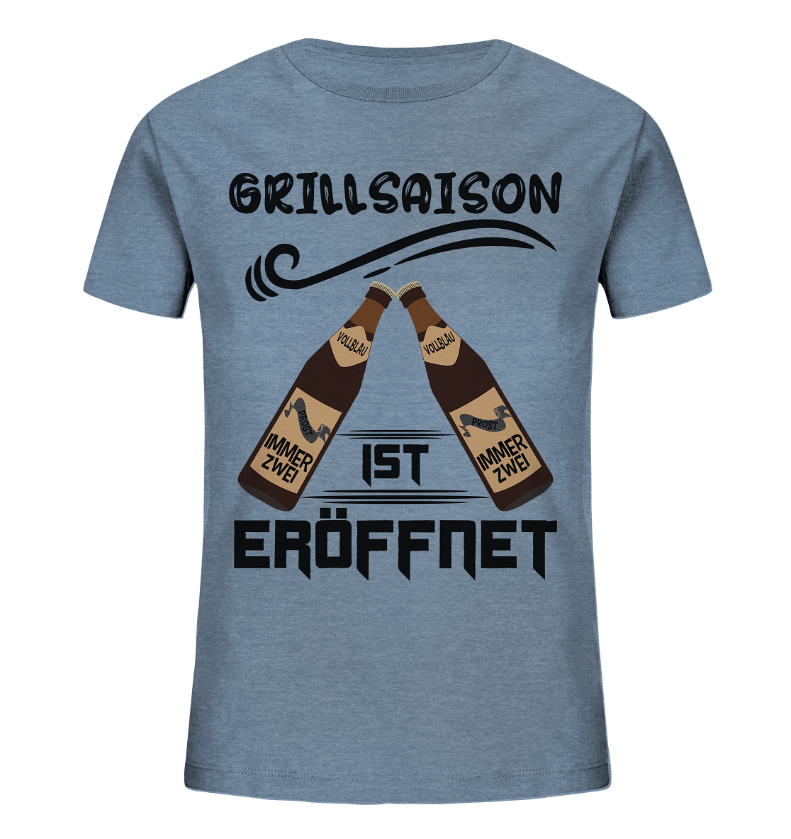 Grillsaison ist eröffnet, Grillen, Party, Feiern, Schwarzes Design - Kids Organic Shirt