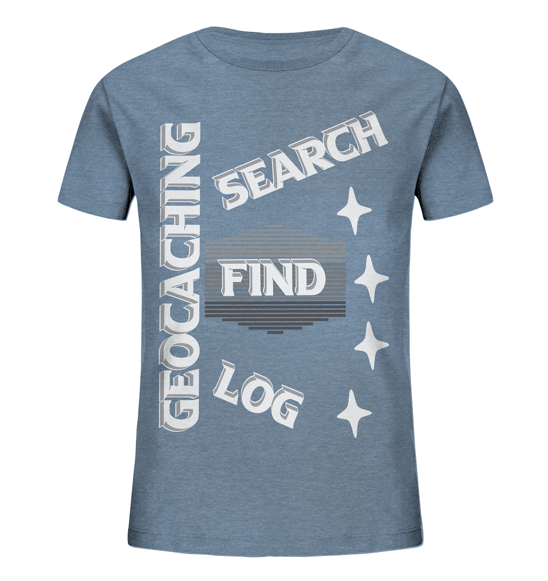 Geocaching-SEARCH-FIND-LOG, Cache Helles Disign Sterne - Kids Organic Shirt