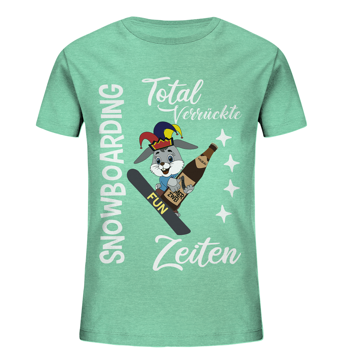 Snowboarding, verrückte Zeiten, Snowboarder, Osterhase - Kids Organic Shirt