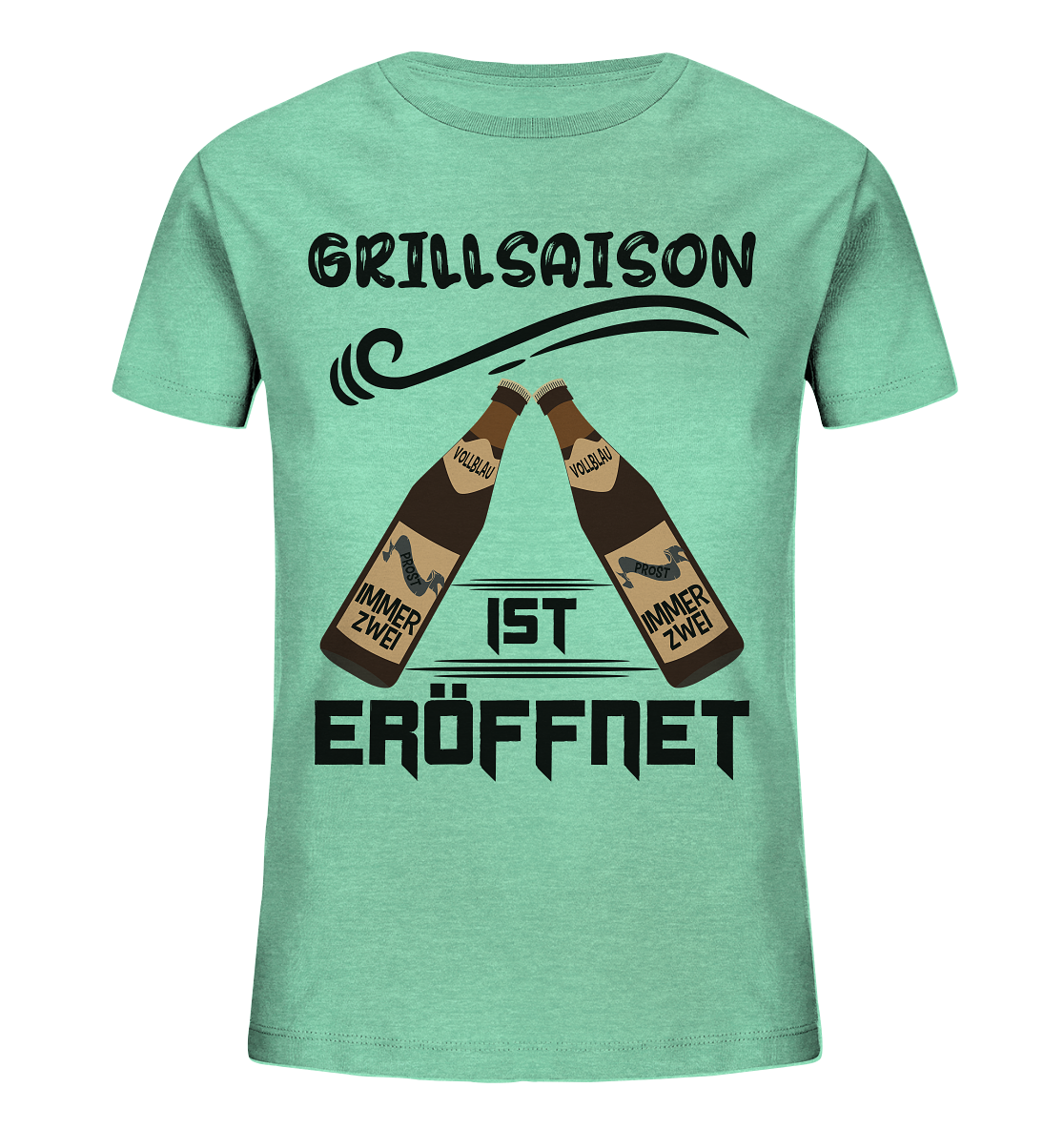 Grillsaison ist eröffnet, Grillen, Party, Feiern, Schwarzes Design - Kids Organic Shirt