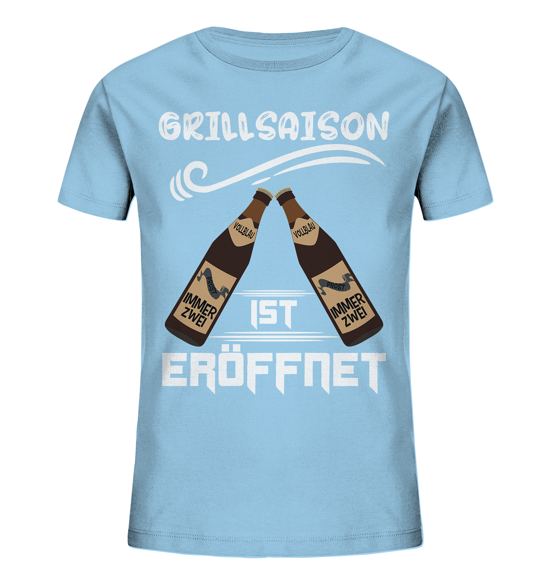 Grillsaison ist eröffnet, Grillen, Party, Feiern, Helles Design - Kids Organic Shirt